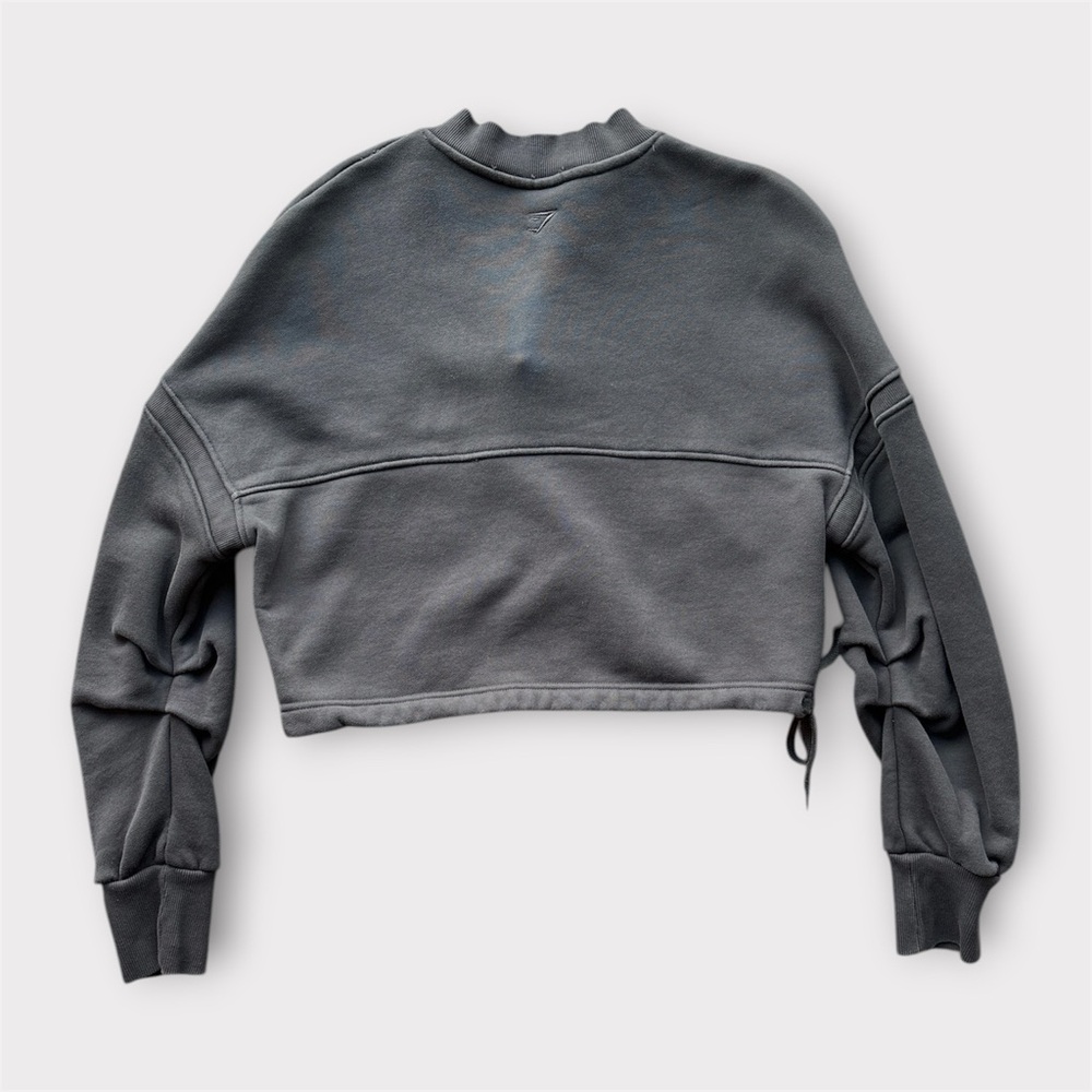 Gymshark Heavyweight Loopback Cotton Pullover Crop Sweatshirt Grey size L - Picture 2 of 9
